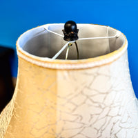 Sculpted Wooden Designer Table Lamp with Fabric Shade, 39-Inch Height