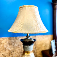 Sculpted Wooden Designer Table Lamp with Fabric Shade, 39-Inch Height