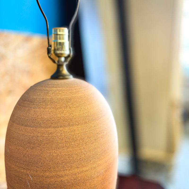 Pot-Style Ceramic Table Lamp with Brass Accents, 27-Inch Height
