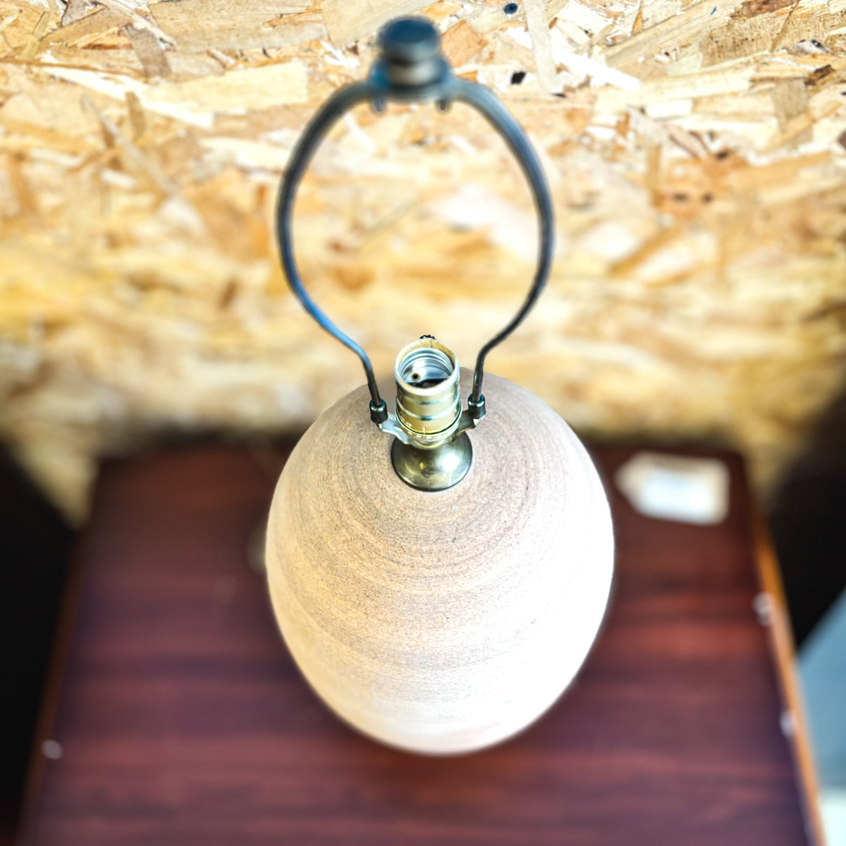 Pot-Style Ceramic Table Lamp with Brass Accents, 27-Inch Height
