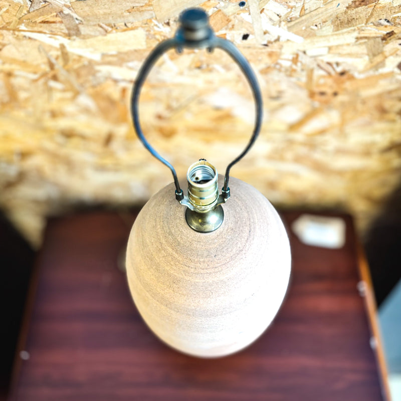 Pot-Style Ceramic Table Lamp with Brass Accents, 27-Inch Height