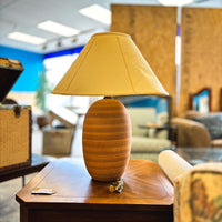 Pot-Style Ceramic Table Lamp with Brass Accents, 27-Inch Height