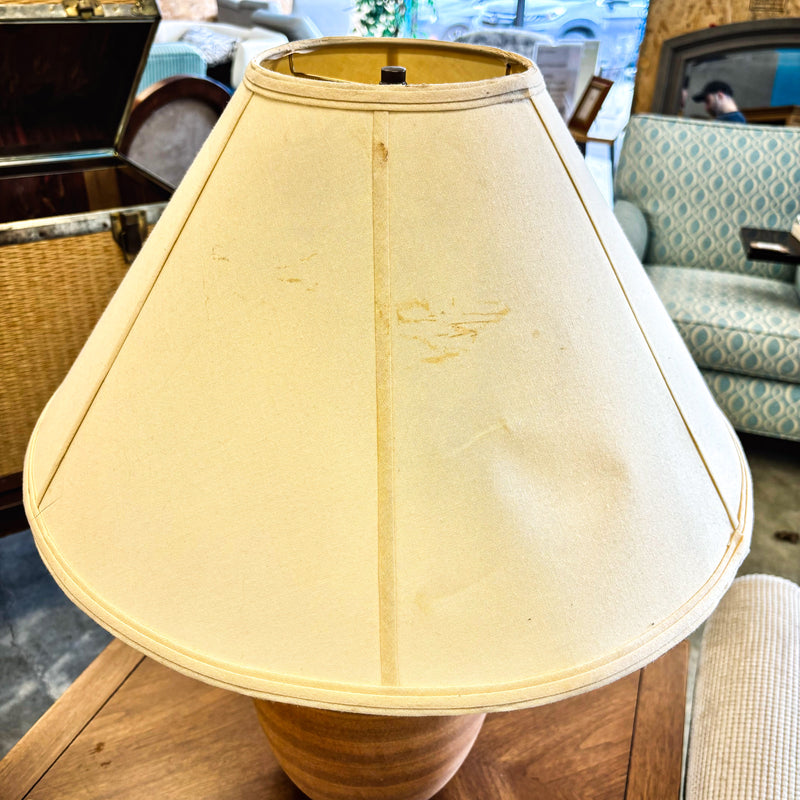 Pot-Style Ceramic Table Lamp with Brass Accents, 27-Inch Height