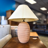 Pot-Style Ceramic Table Lamp with Brass Accents, 27-Inch Height