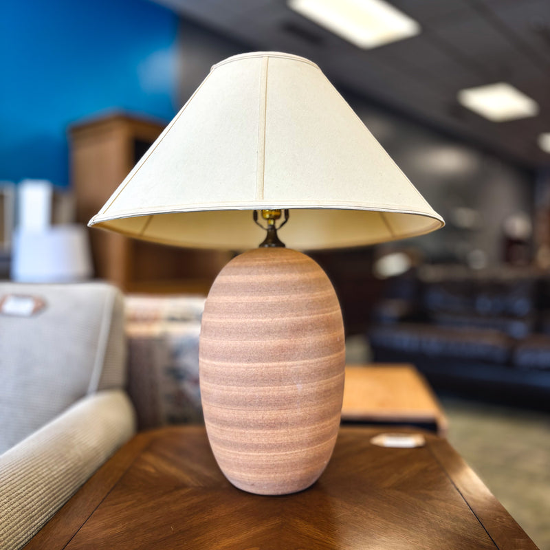 Pot-Style Ceramic Table Lamp with Brass Accents, 27-Inch Height