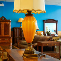 Retro Glass and Brass Table Lamp, 43-Inch Height