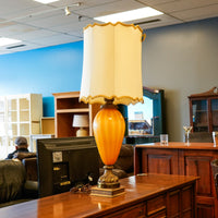 Retro Glass and Brass Table Lamp, 43-Inch Height