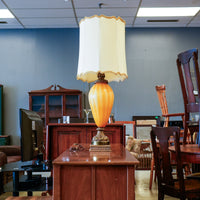 Retro Glass and Brass Table Lamp, 43-Inch Height