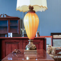 Retro Glass and Brass Table Lamp, 43-Inch Height