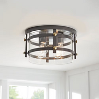 Home Decorators Collection 13.88-inch 4-Light Oil-Rubbed Bronze Flush Mount Ceiling Light Fixture with Clear Glass Shade