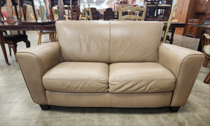 Light Brown Leather Loveseat