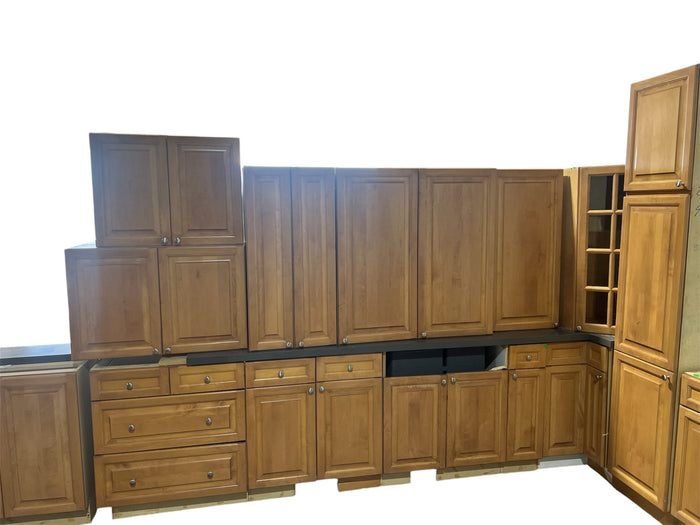 Wood Finish Kitchen - cabinets W/ countertops