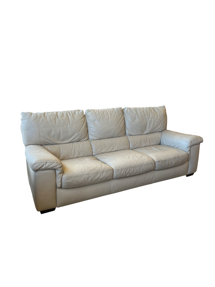 3 Seater Cream Toned Leather Sofa