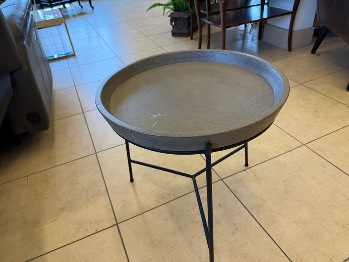 Modern Industrial Concrete & Metal Accent Table