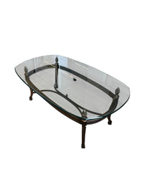 Regency Glass Top and Wrought Iron Base Coffee Table