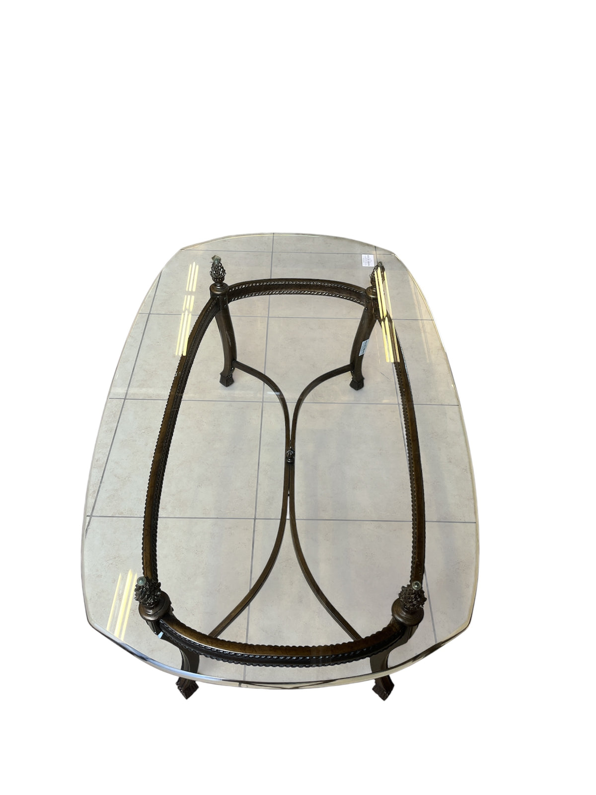 Regency Glass Top and Wrought Iron Base Coffee Table