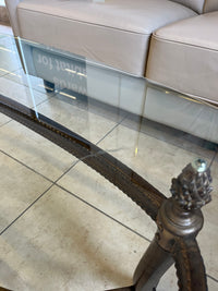 Regency Glass Top and Wrought Iron Base Coffee Table