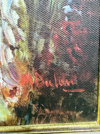 Grand Scale Mediterranean Courtyard Oil Painting by M. Dulon – 36" x 46"