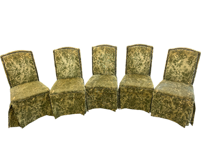 Green Floral Dining Chairs - Set of 5