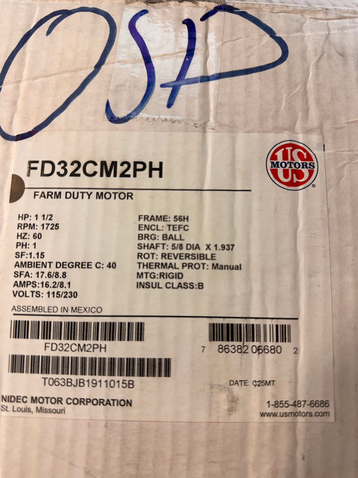 1.5 HP Farm Duty Motor