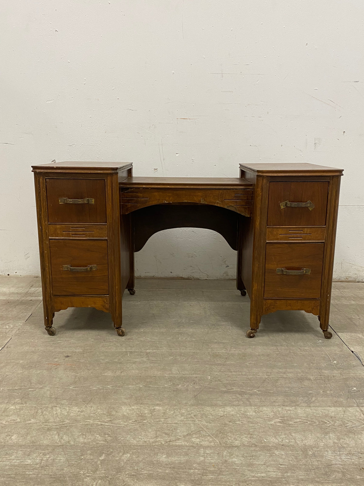 Vintage 4 Drawer Walnut Vanity