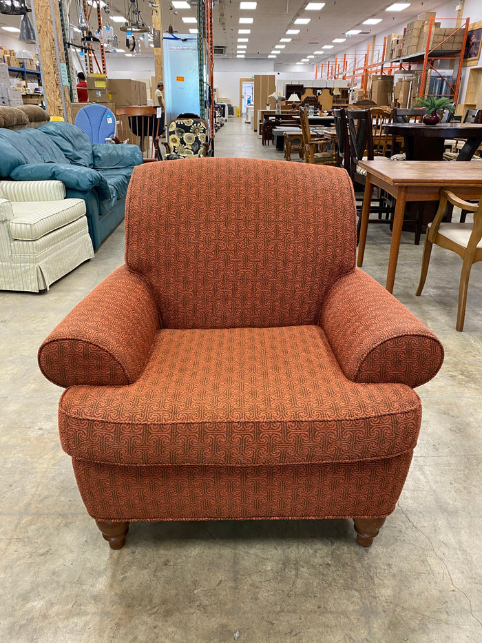 Burnt Orange Accent Chair with Ottoman