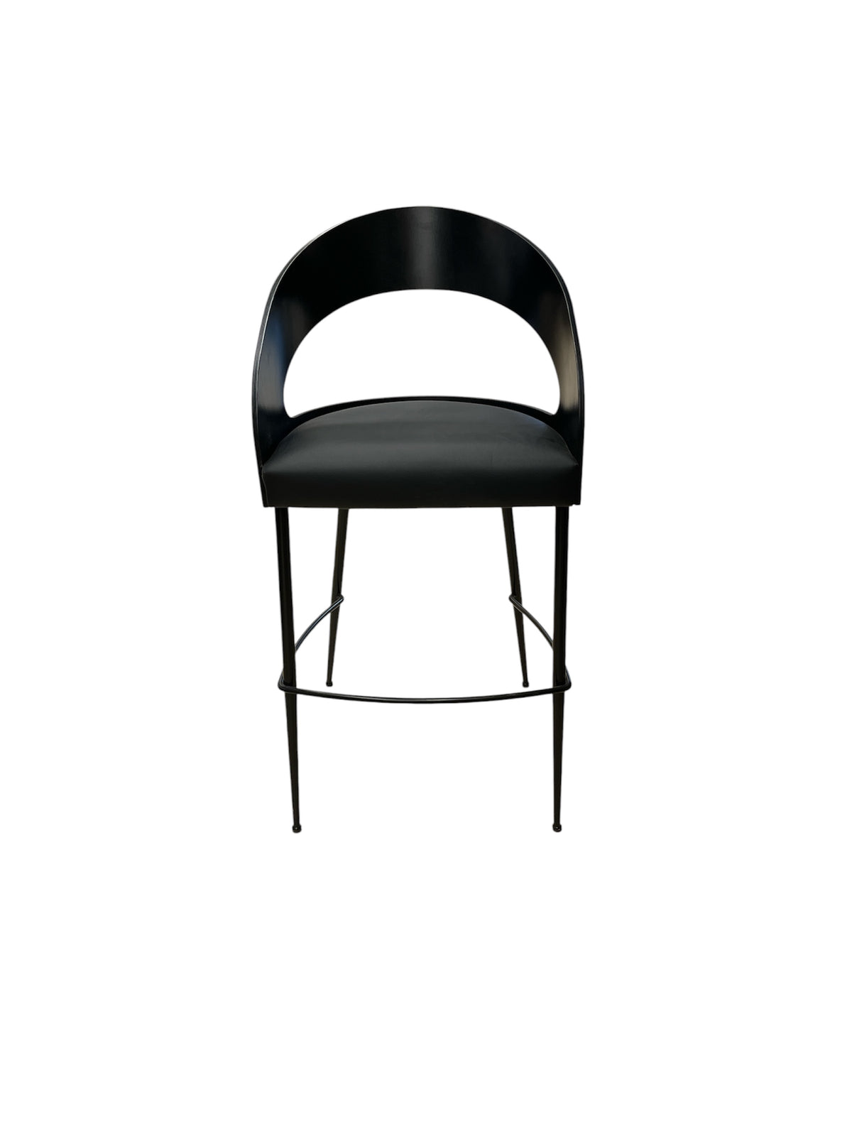Black Bar Stool with Curved Backrest