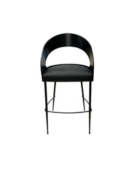 Black Bar Stool with Curved Backrest