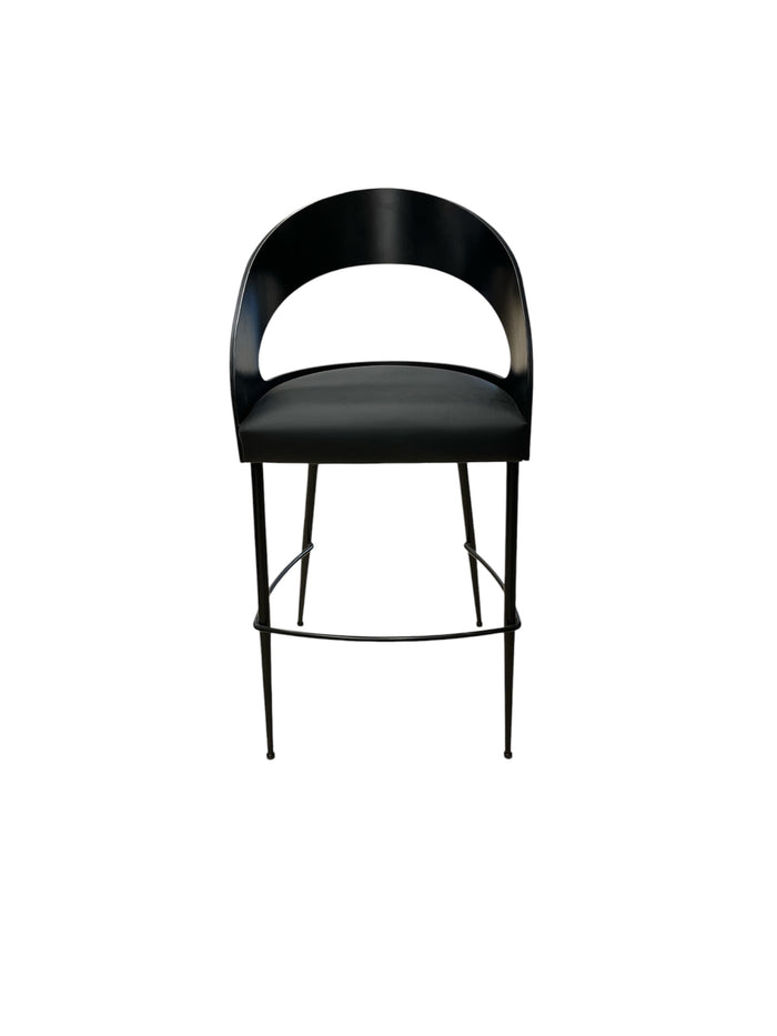 Black Bar Stool with Curved Backrest