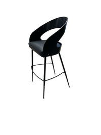 Black Bar Stool with Curved Backrest
