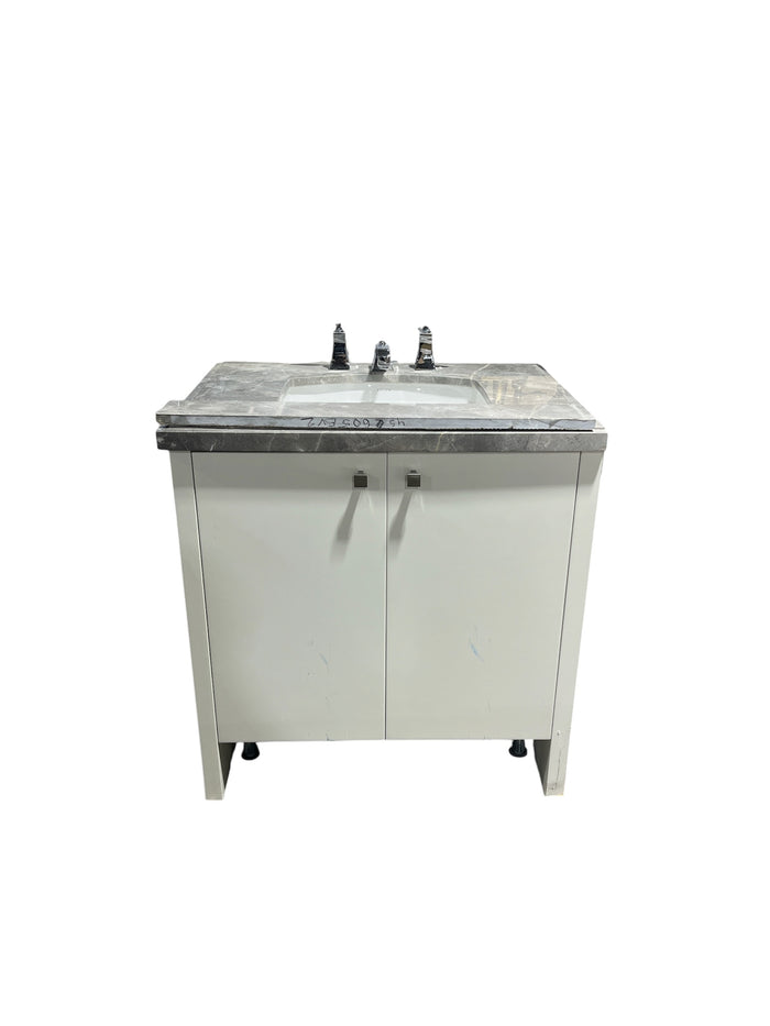 Modern Style Bathroom Vanity w/ Marble Top and Faucet