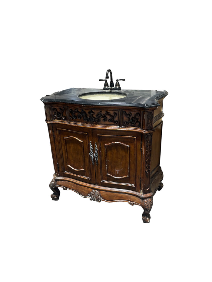 Antique Style Bathroom Vanity with Moen Faucet