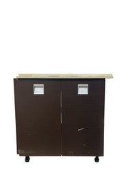 Dark Wood Bathroom Vanity w/ Quartz Style Sink & Kohler Sink