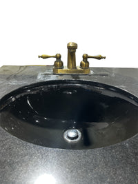 Compact Curved Bathroom Vanity w/ Black Granite Top
