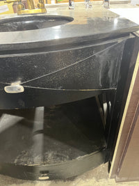 Compact Curved Bathroom Vanity w/ Black Granite Top