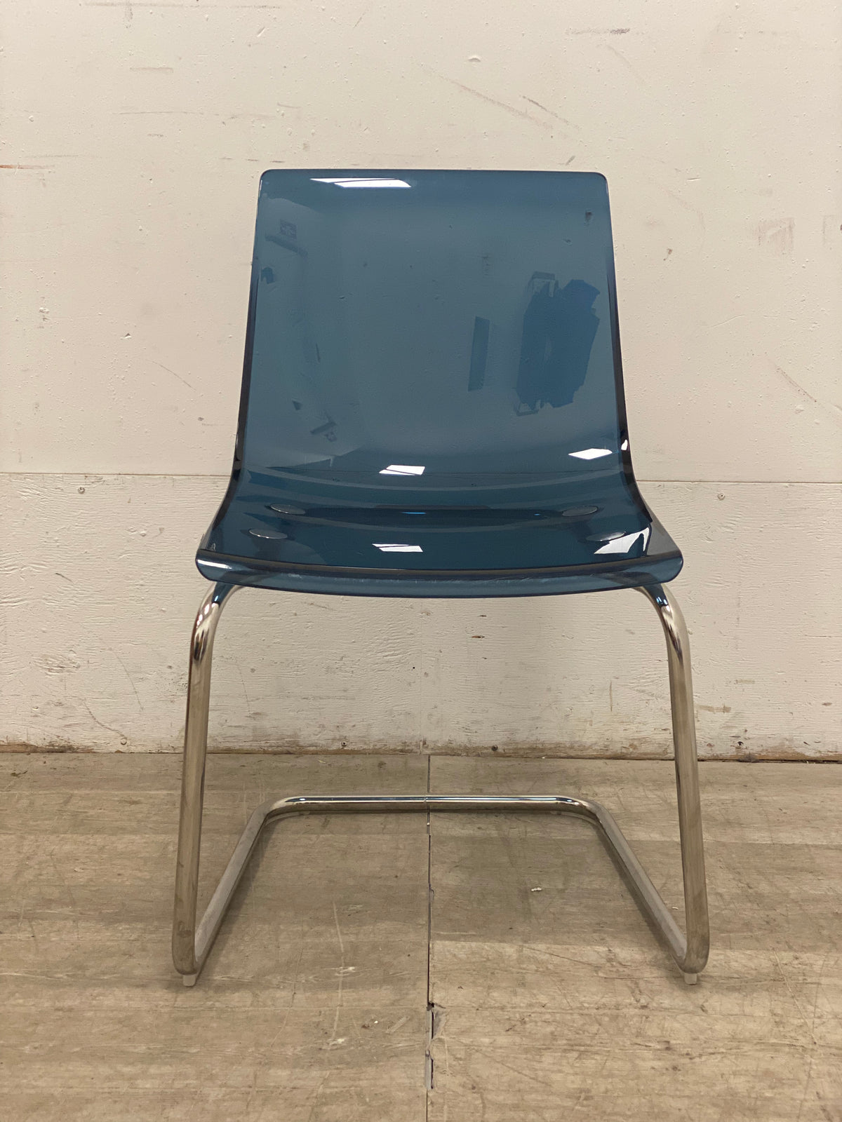 Modern Clear Blue Resin Accent Chair