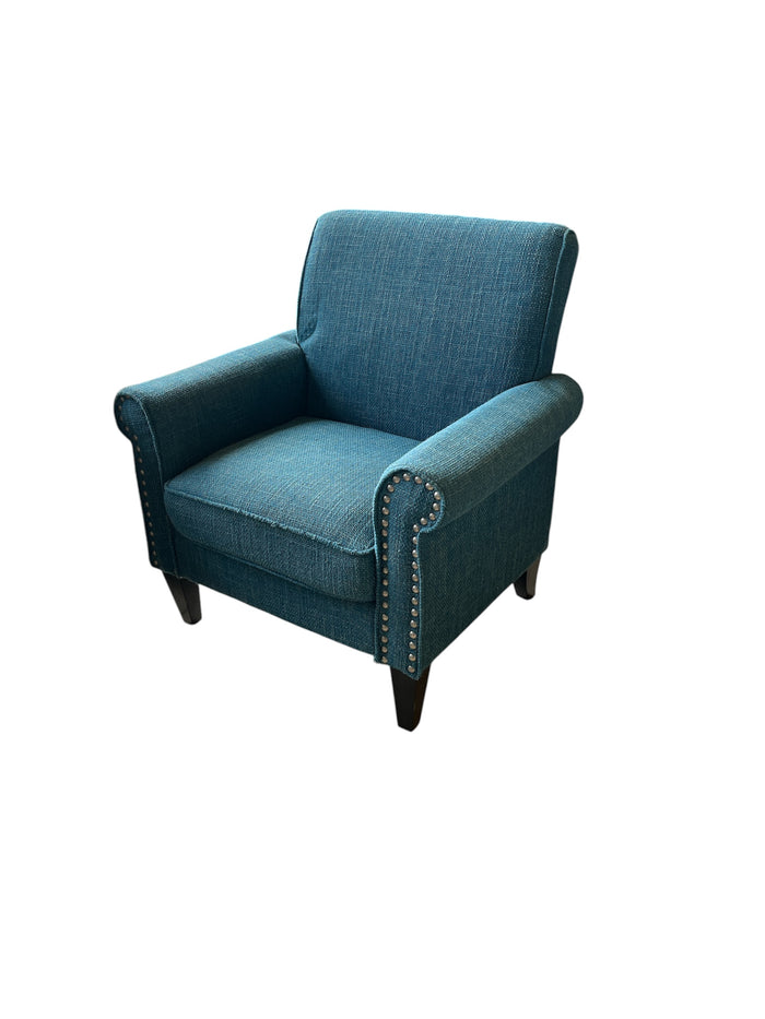 Blue Accent Armchair With Nailhead Trim