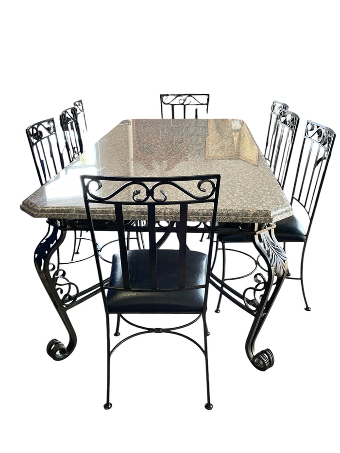 Stone Top Dining Set With 8 Chair