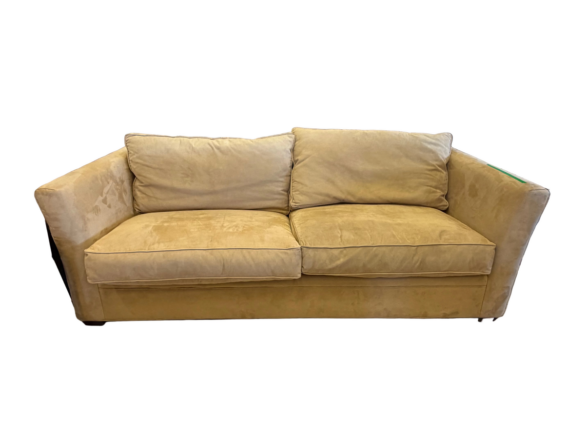 Inviting and Cozy Neutral Faux Swede Living Room Sofa