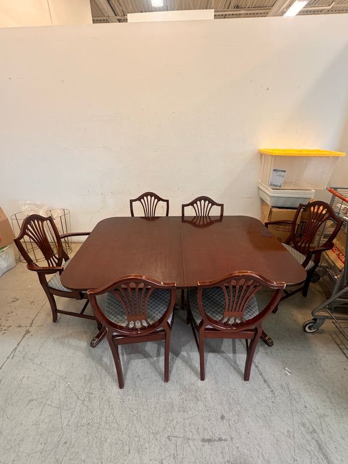 Dark Brown Dining Table W/6 Dining Chairs