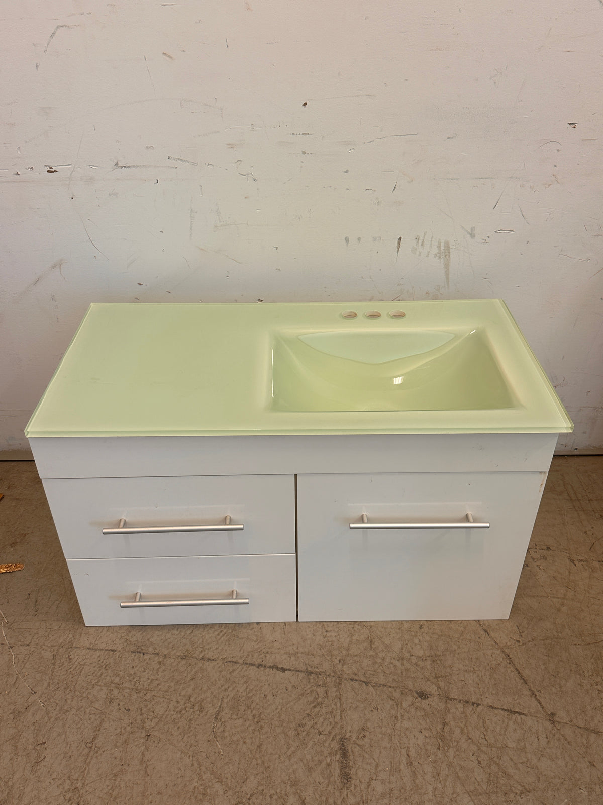 Glass top bathroom vanity