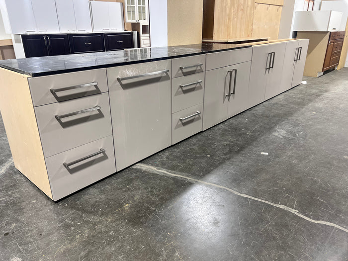 Gray Base Kitchen Set - 6 Cabinets