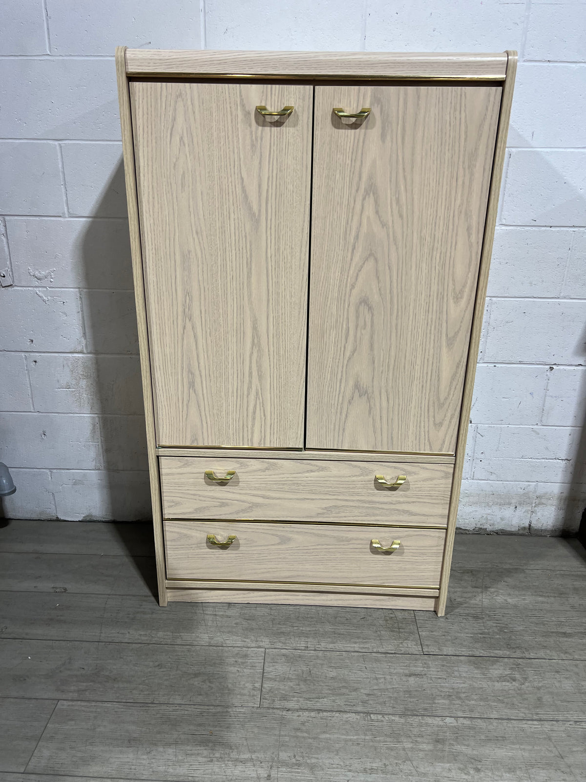 Light Wood Armoire - 2 Doors / 2 Drawers