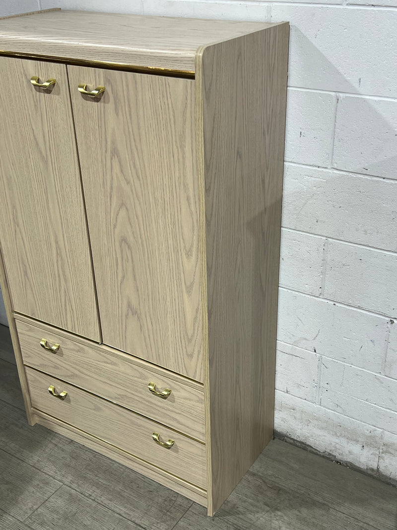 Light Wood Armoire - 2 Doors / 2 Drawers