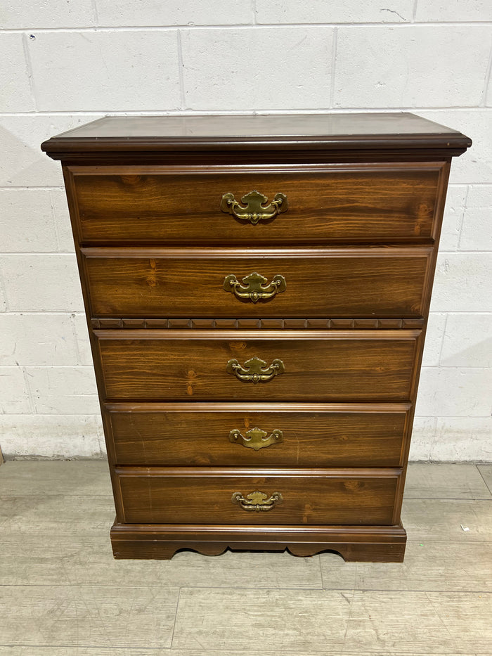 Brown Tall Dresser - 5 Drawers