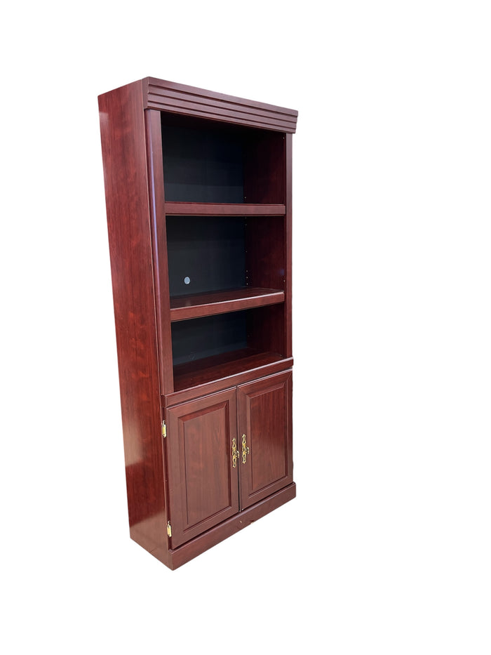 Cherry Wood Tone Bookcase Cabinet