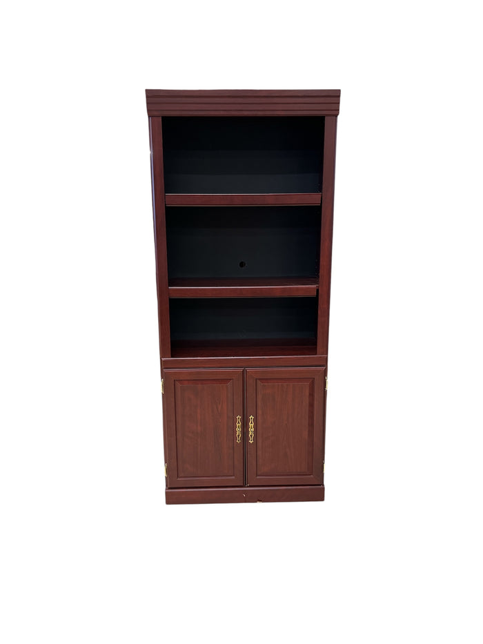 Cherry Wood Tone Bookcase Cabinet