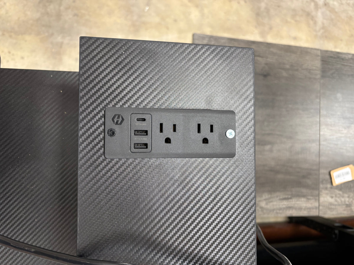 Modern Black Computer Desk with Built In Power Source