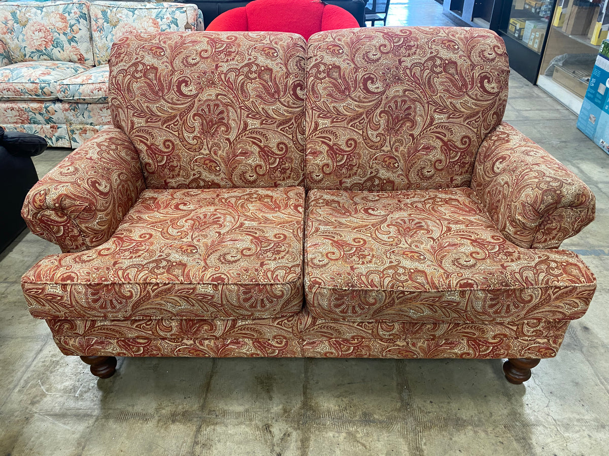 Brown Red Multicolour Paisley Loveseat