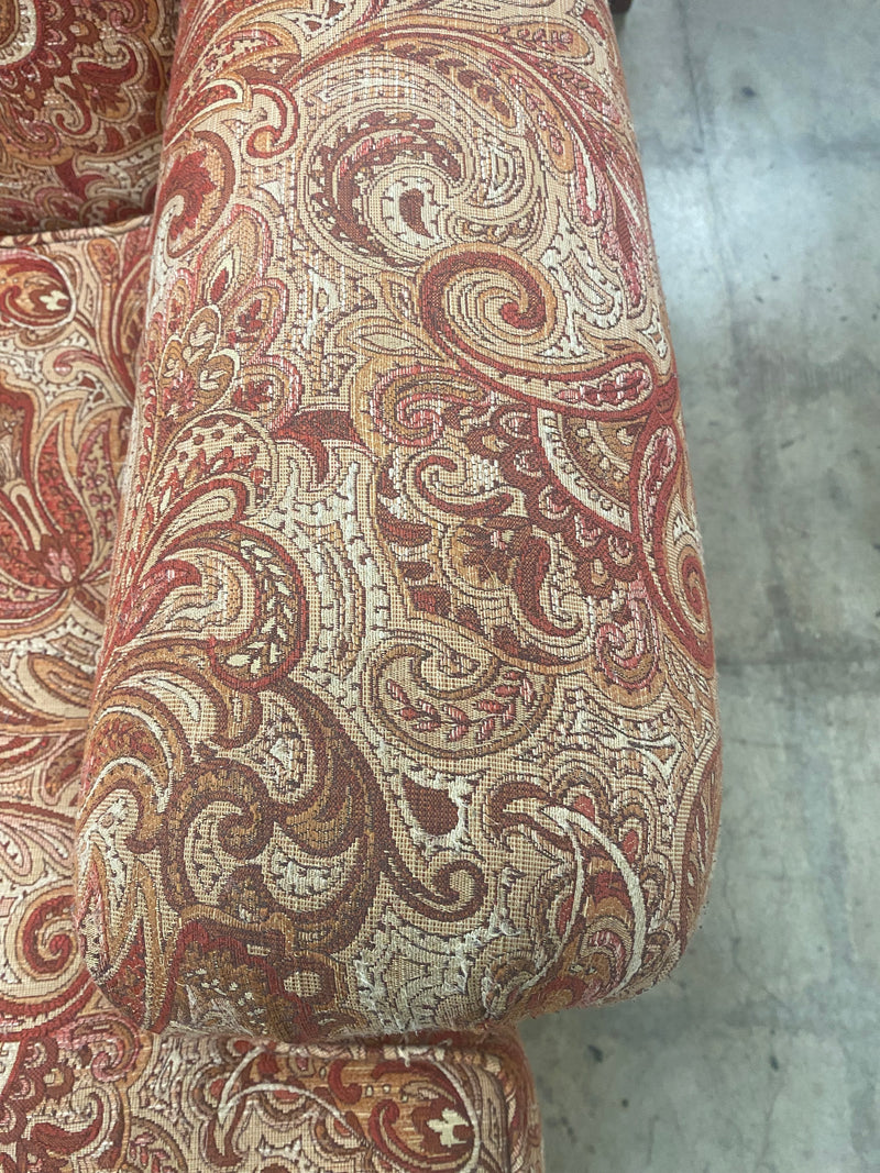 Brown Red Multicolour Paisley Loveseat